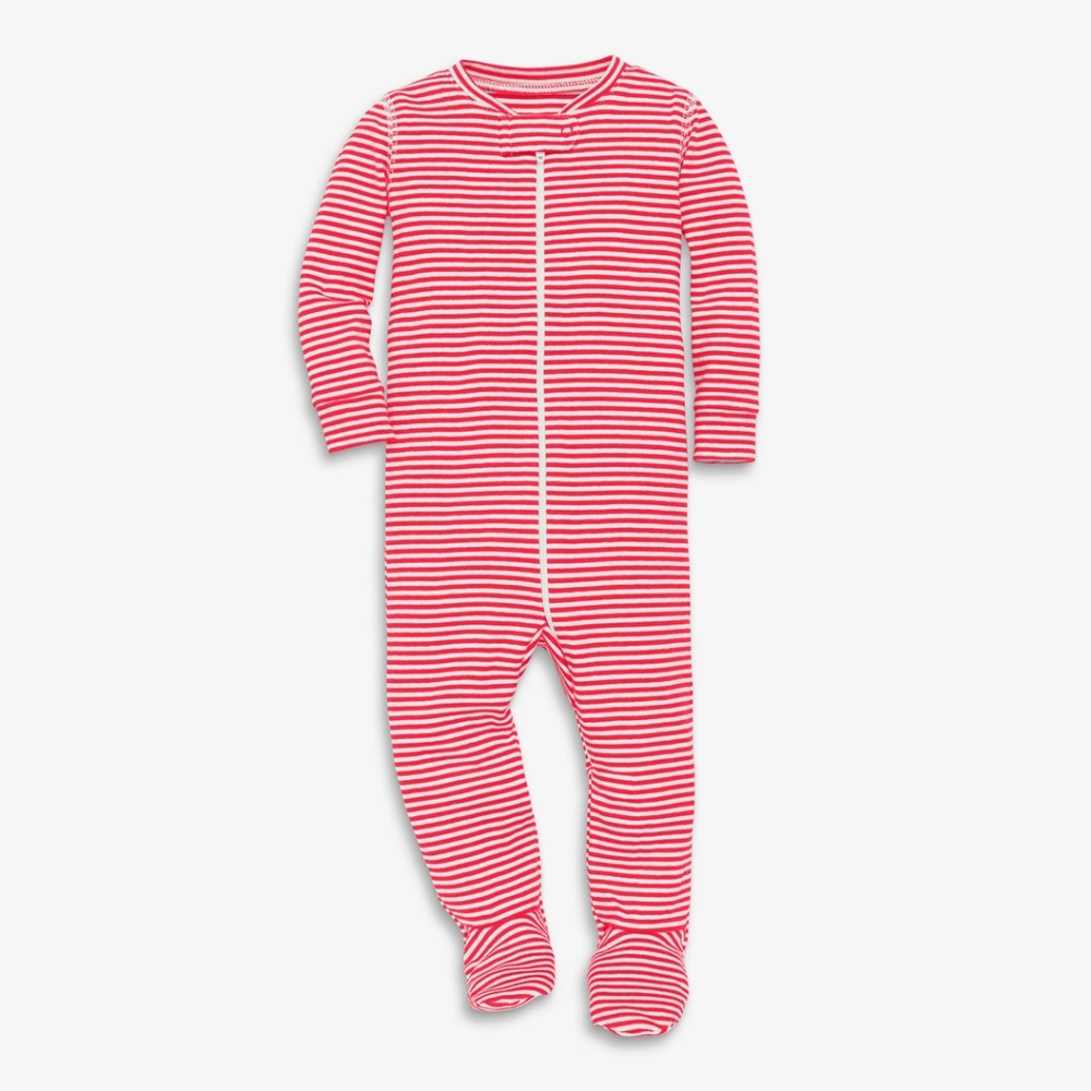 Primary Baby organic zip footie in mini stripe